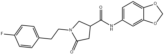 N-(1,3-benzodioxol-5-yl)-1-[2-(4-fluorophenyl)ethyl]-5-oxopyrrolidine-3-carboxamide Struktur