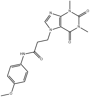 3-(1,3-dimethyl-2,6-dioxo-1,2,3,6-tetrahydro-7H-purin-7-yl)-N-(4-methoxyphenyl)propanamide Struktur