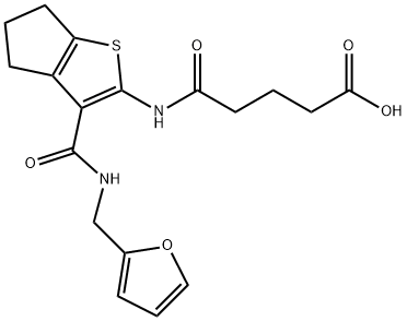 5-((3-((furan-2-ylmethyl)carbamoyl)-5,6-dihydro-4H-cyclopenta[b]thiophen-2-yl)amino)-5-oxopentanoic acid Struktur