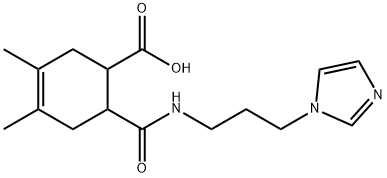 6-((3-(1H-imidazol-1-yl)propyl)carbamoyl)-3,4-dimethylcyclohex-3-enecarboxylic acid Struktur