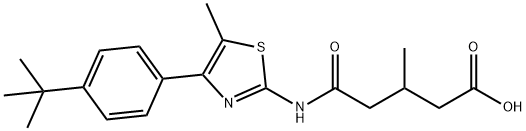 5-((4-(4-(tert-butyl)phenyl)-5-methylthiazol-2-yl)amino)-3-methyl-5-oxopentanoic acid Struktur