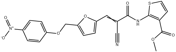 (E)-methyl 2-(2-cyano-3-(5-((4-nitrophenoxy)methyl)furan-2-yl)acrylamido)thiophene-3-carboxylate Struktur