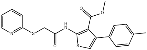 methyl 2-(2-(pyridin-2-ylthio)acetamido)-4-(p-tolyl)thiophene-3-carboxylate Struktur