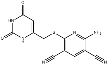 2-amino-6-{[(2,6-dioxo-1,2,3,6-tetrahydropyrimidin-4-yl)methyl]sulfanyl}pyridine-3,5-dicarbonitrile Struktur