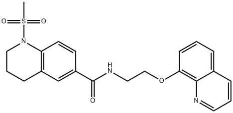 1-(methylsulfonyl)-N-[2-(8-quinolinyloxy)ethyl]-1,2,3,4-tetrahydro-6-quinolinecarboxamide Struktur