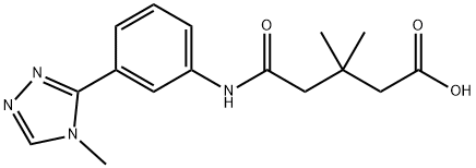 3,3-dimethyl-5-[3-(4-methyl-4H-1,2,4-triazol-3-yl)anilino]-5-oxopentanoic acid Struktur