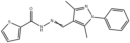 N'-[(E)-(3,5-dimethyl-1-phenyl-1H-pyrazol-4-yl)methylidene]thiophene-2-carbohydrazide Struktur