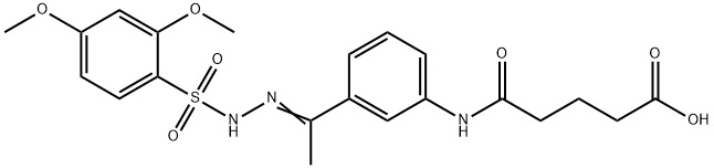 (Z)-5-((3-(1-(2-((2,4-dimethoxyphenyl)sulfonyl)hydrazono)ethyl)phenyl)amino)-5-oxopentanoic acid Struktur