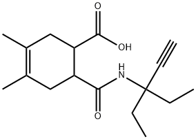 6-((3-ethylpent-1-yn-3-yl)carbamoyl)-3,4-dimethylcyclohex-3-enecarboxylic acid Structure