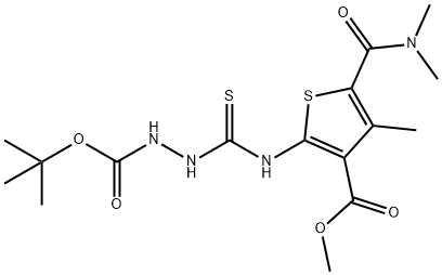 tert-butyl 2-((5-(dimethylcarbamoyl)-3-(methoxycarbonyl)-4-methylthiophen-2-yl)carbamothioyl)hydrazinecarboxylate Struktur