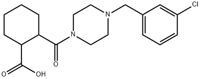 2-(4-(3-chlorobenzyl)piperazine-1-carbonyl)cyclohexanecarboxylic acid Struktur