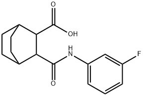 3-((3-fluorophenyl)carbamoyl)bicyclo[2.2.2]octane-2-carboxylic acid Struktur