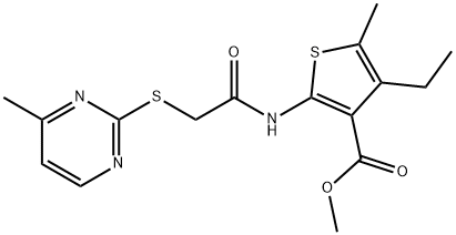 methyl 4-ethyl-5-methyl-2-(2-((4-methylpyrimidin-2-yl)thio)acetamido)thiophene-3-carboxylate Struktur