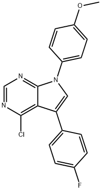 4-Chloro-5-(4-fluorophenyl)-7-(4-methoxyphenyl)-7H-pyrrolo[2,3-d]pyrimidine Struktur