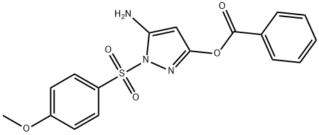 Benzoic acid 5-amino-1-(4-methoxy-benzenesulfonyl)-1H-pyrazol-3-yl ester Struktur