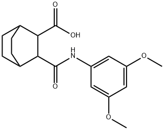 3-((3,5-dimethoxyphenyl)carbamoyl)bicyclo[2.2.2]octane-2-carboxylic acid Struktur