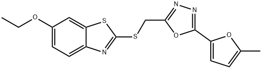 ethyl 2-({[5-(5-methyl-2-furyl)-1,3,4-oxadiazol-2-yl]methyl}sulfanyl)-1,3-benzothiazol-6-yl ether Struktur