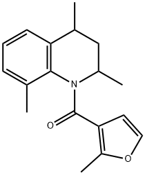 2,4,8-trimethyl-1-(2-methyl-3-furoyl)-1,2,3,4-tetrahydroquinoline Struktur