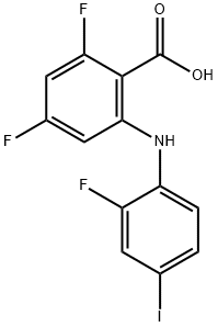 2,4-Difluoro-6-((2-fluoro-4-iodophenyl)amino)benzoic acid Struktur