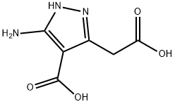 3-amino-5-(carboxymethyl)-1H-pyrazole-4-carboxylicacid Struktur