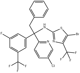 5-Bromo-N-(1-(5-chloropyridin-2-yl)-1-(3-fluoro-5-(trifluoromethyl)phenyl)-2-phenylethyl)-4-(trifluoromethyl)thiazol-2-amine Struktur