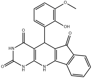 2,4-dihydroxy-5-(2-hydroxy-3-methoxyphenyl)-5H-indeno[2',1':5,6]pyrido[2,3-d]pyrimidin-6(11H)-one Struktur