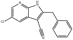 2-Benzyl-5-chloro-1H-pyrrolo[2,3-b]pyridine-3-carbonitrile Struktur