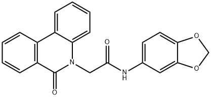 N-(1,3-benzodioxol-5-yl)-2-(6-oxo-5(6H)-phenanthridinyl)acetamide Struktur