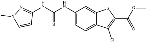 methyl 3-chloro-6-(3-(1-methyl-1H-pyrazol-3(2H)-ylidene)thioureido)benzo[b]thiophene-2-carboxylate Struktur