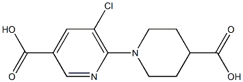 3-Pyridinecarboxylic acid, 6-(4-carboxy-1-piperidinyl)-5-chloro- Struktur