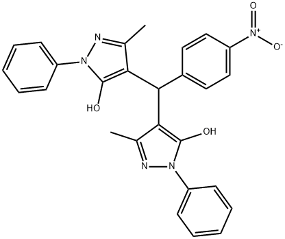 4,4'-((4-nitrophenyl)methylene)bis(3-methyl-1-phenyl-1H-pyrazol-5-ol) Struktur