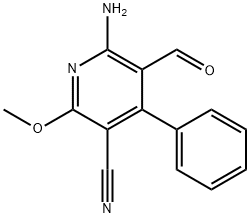 6-Amino-5-formyl-2-methoxy-4-phenylnicotinonitrile Struktur