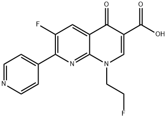 6-Fluoro-1-(2-fluoroethyl)-4-oxo-7-(pyridin-4-yl)-1,4-dihydro-1,8-naphthyridine-3-carboxylic acid Struktur