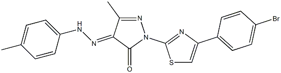 2-[4-(4-bromophenyl)-1,3-thiazol-2-yl]-5-methyl-4-[(4-methylphenyl)hydrazono]-2,4-dihydro-3H-pyrazol-3-one Struktur