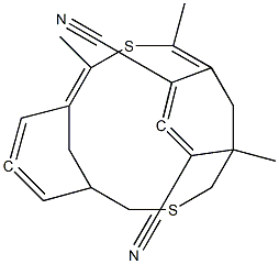 TRIMETHYL-3,11-DITHIA-TRICYCLO(11.3.1.1(5,9))OCTADECA-HEXAENE-6,8-DICARBONITRILE Struktur