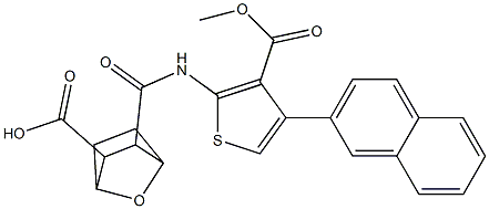 3-((3-(methoxycarbonyl)-4-(naphthalen-2-yl)thiophen-2-yl)carbamoyl)-7-oxabicyclo[2.2.1]heptane-2-carboxylic acid Struktur