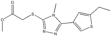 methyl 2-((5-(5-ethylthiophen-3-yl)-4-methyl-4H-1,2,4-triazol-3-yl)thio)acetate Struktur