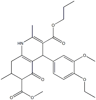 6-methyl 3-propyl 4-(4-ethoxy-3-methoxyphenyl)-2,7-dimethyl-5-oxo-1,4,5,6,7,8-hexahydroquinoline-3,6-dicarboxylate Struktur