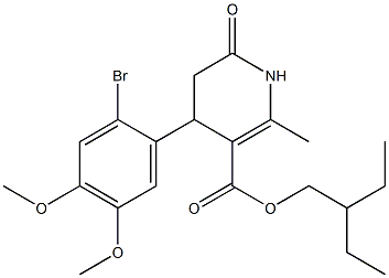 2-ethylbutyl 4-(2-bromo-4,5-dimethoxyphenyl)-2-methyl-6-oxo-1,4,5,6-tetrahydropyridine-3-carboxylate Struktur