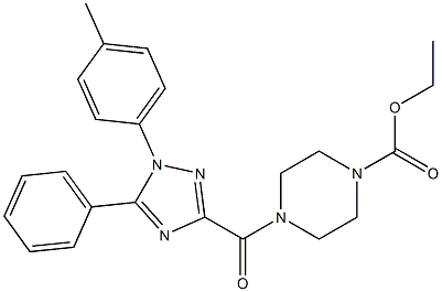 ethyl 4-(5-phenyl-1-(p-tolyl)-1H-1,2,4-triazole-3-carbonyl)piperazine-1-carboxylate Struktur