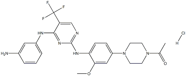 1-(4-(4-(4-(3-aminophenylamino)-5-(trifluoromethyl)pyrimidin-2-ylamino)-3-methoxyphenyl)piperazin-1-yl)ethanone hydrochloride Struktur