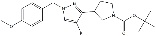 3-[4-Bromo-1-(4-methoxy-benzyl)-1H-pyrazol-3-yl]-pyrrolidine-1-carboxylic acid tert-butyl ester Struktur