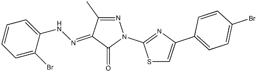 4-[(2-bromophenyl)hydrazono]-2-[4-(4-bromophenyl)-1,3-thiazol-2-yl]-5-methyl-2,4-dihydro-3H-pyrazol-3-one Struktur