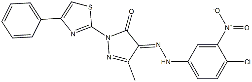 4-[(4-chloro-3-nitrophenyl)hydrazono]-5-methyl-2-(4-phenyl-1,3-thiazol-2-yl)-2,4-dihydro-3H-pyrazol-3-one Struktur