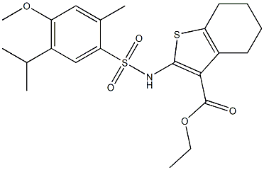 ethyl 2-(5-isopropyl-4-methoxy-2-methylphenylsulfonamido)-4,5,6,7-tetrahydrobenzo[b]thiophene-3-carboxylate Struktur