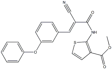 (E)-methyl 2-(2-cyano-3-(3-phenoxyphenyl)acrylamido)thiophene-3-carboxylate Struktur