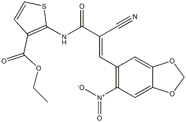 (E)-ethyl 2-(2-cyano-3-(6-nitrobenzo[d][1,3]dioxol-5-yl)acrylamido)thiophene-3-carboxylate Struktur