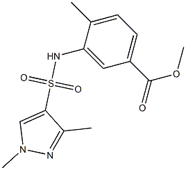 methyl 3-(1,3-dimethyl-1H-pyrazole-4-sulfonamido)-4-methylbenzoate Struktur