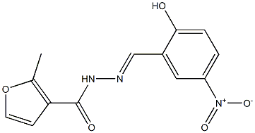 (E)-N'-(2-hydroxy-5-nitrobenzylidene)-2-methylfuran-3-carbohydrazide Struktur