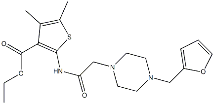 ethyl 2-(2-(4-(furan-2-ylmethyl)piperazin-1-yl)acetamido)-4,5-dimethylthiophene-3-carboxylate Struktur